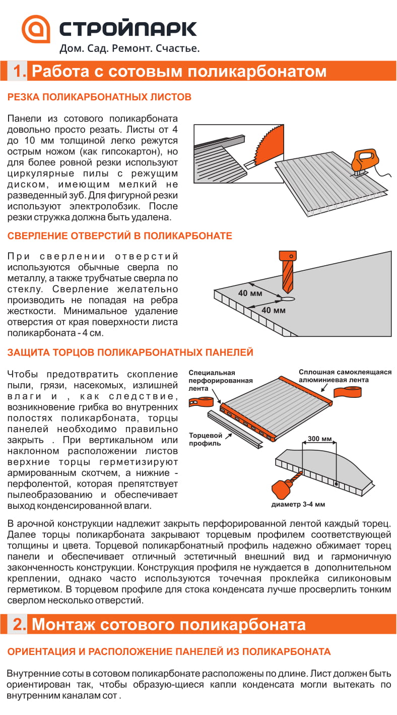 Закрытия торцов поликарбоната